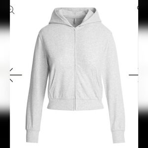 SKIMS Cotton Jersey Zip Up Hoodie in LIGHT HEATHER GREY Women's sz SMALL *NWOT*